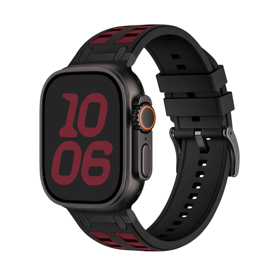 Black Maroon Ultra Tough Luxury Silicone Strap for Apple Watch Ultra & Series