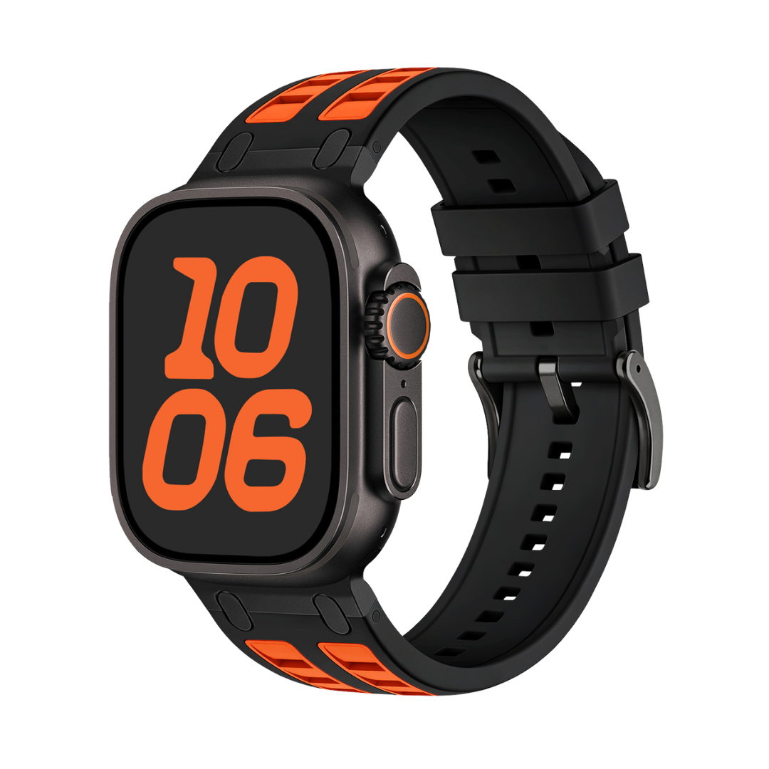 Black Orange Ultra Tough Luxury Silicone Strap for Apple Watch Ultra & Series