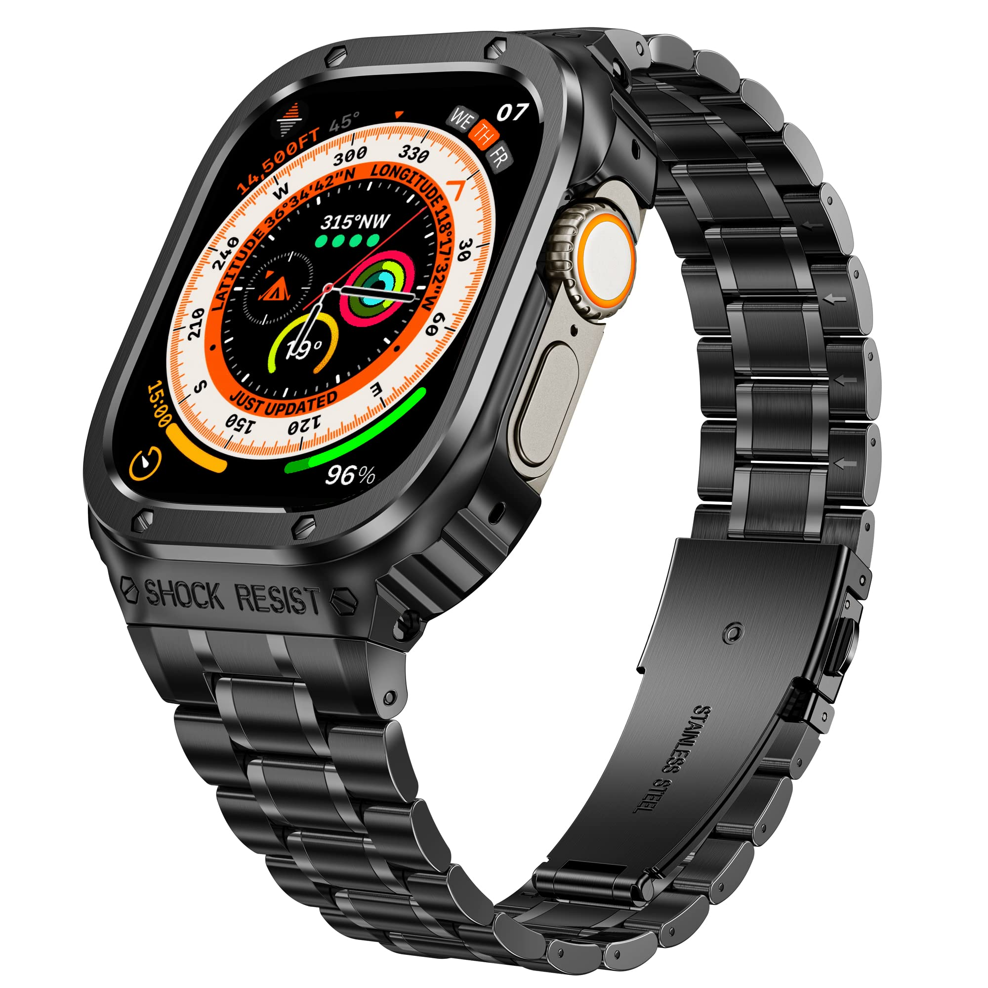 49MM Black Luxury Richard Armor Metal Kit By Shopyholy Compatible For iWatch Ultra