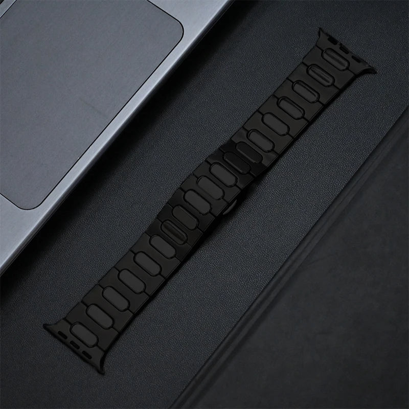 Black Luxury Titanium Straps By Shopyholy Compatible for Apple Watch