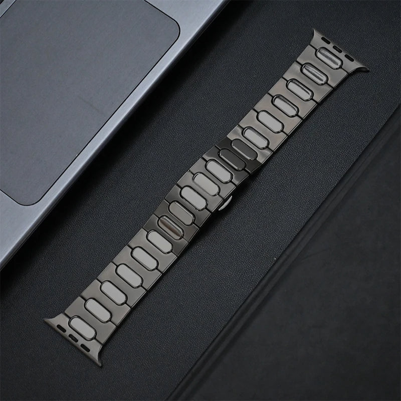 Grey Luxury Titanium Straps By Shopyholy Compatible for Apple Watch