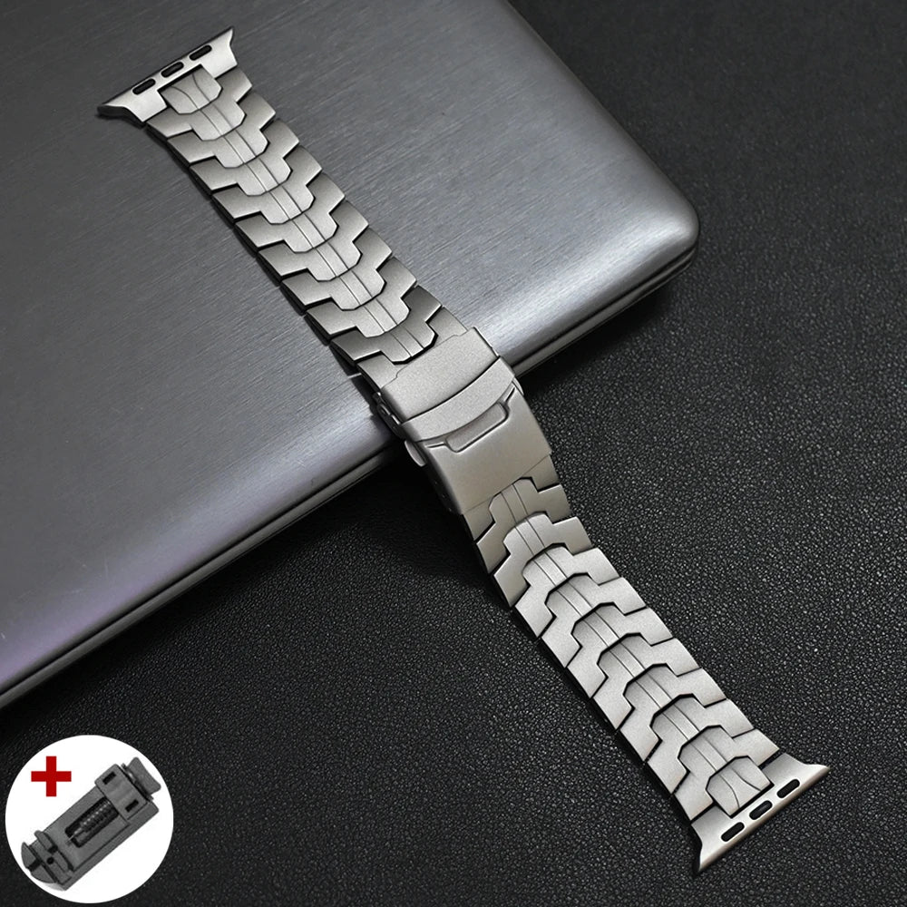 Titanium Luxury Wingtip Titanium Metal Straps By Shopyholy Compatible For iWatch