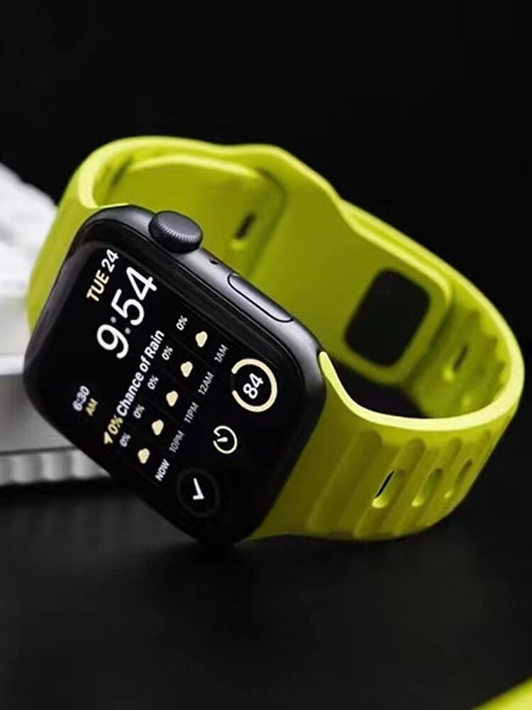 Neon Green Premium Silicone Sports Bands By Shopyholy Compatible For iWatch