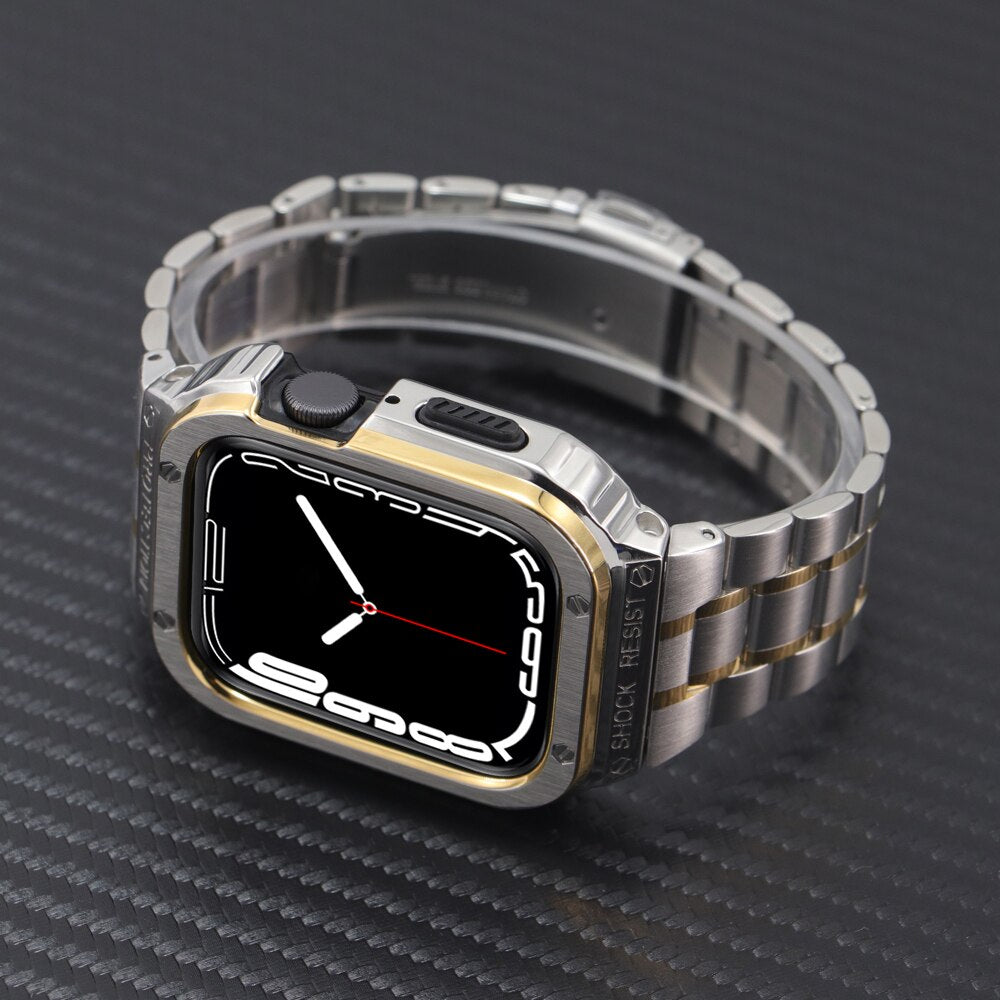 Silver Gold Luxury Richard Armor Metal Kit By Shopyholy Compatible For iWatch