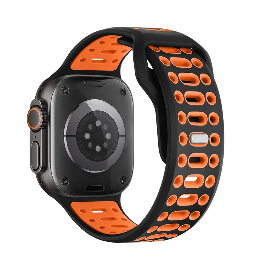 Black Orange Premium RYB Silicone Sports Bands By Shopyholy Compatible For Apple Watch