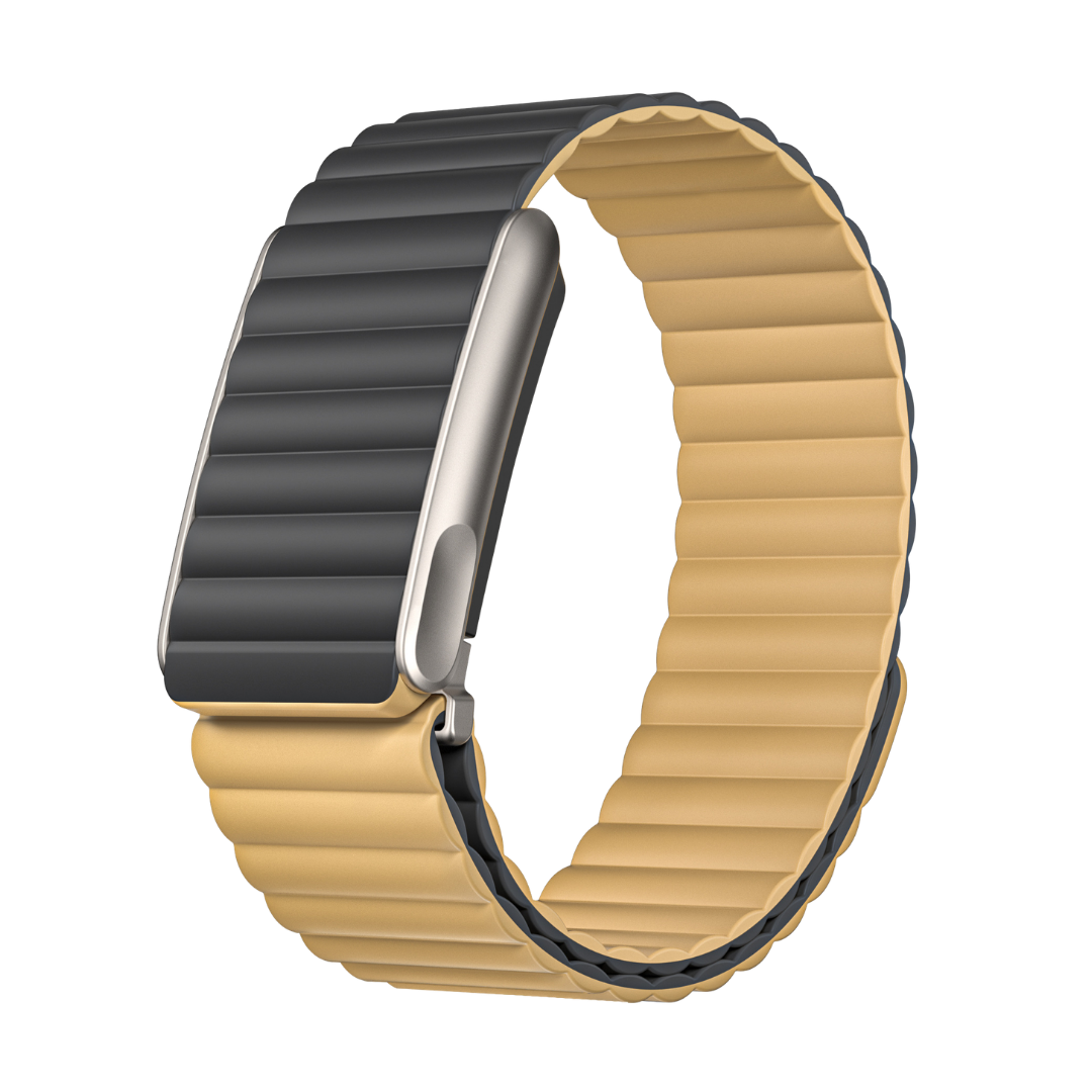 Dark Grey Earthy Yellow Wave Magnetic Silicone Sport Loop for WHOOP 5.0 Mg Life