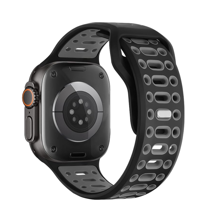 Black Grey Premium RYB Silicone Sports Bands By Shopyholy Compatible For Apple Watch