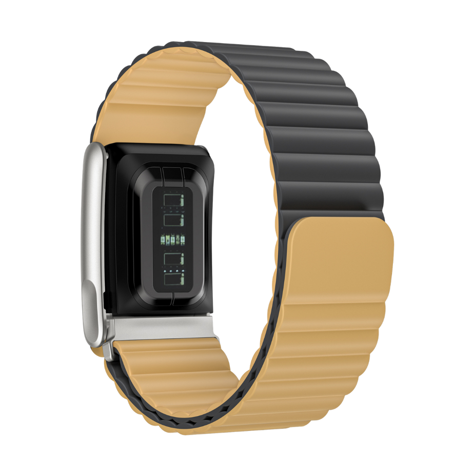 Dark Grey Earthy Yellow Wave Magnetic Silicone Sport Loop for WHOOP 5.0 Mg Life