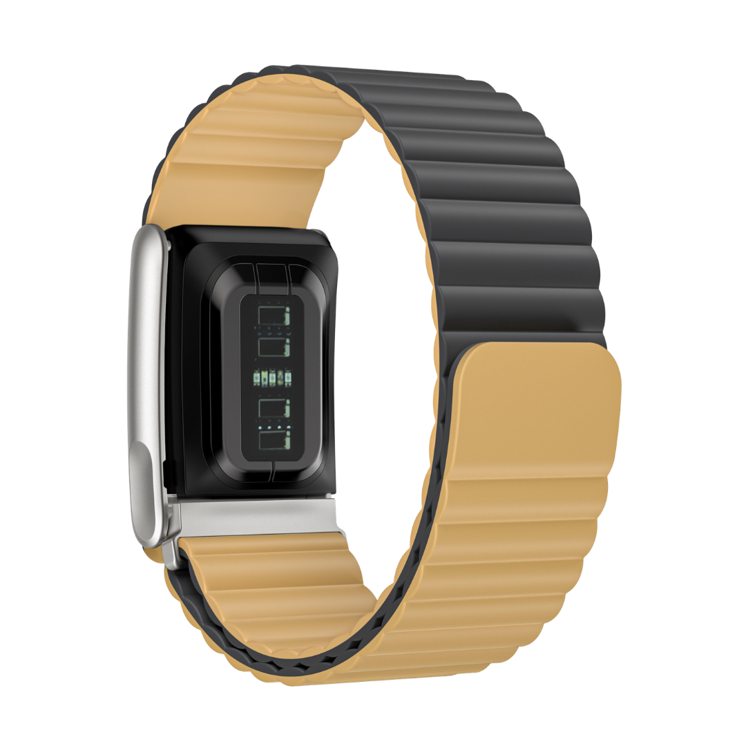 Dark Grey Earthy Yellow Wave Magnetic Silicone Sport Loop for WHOOP 5.0 Mg Life