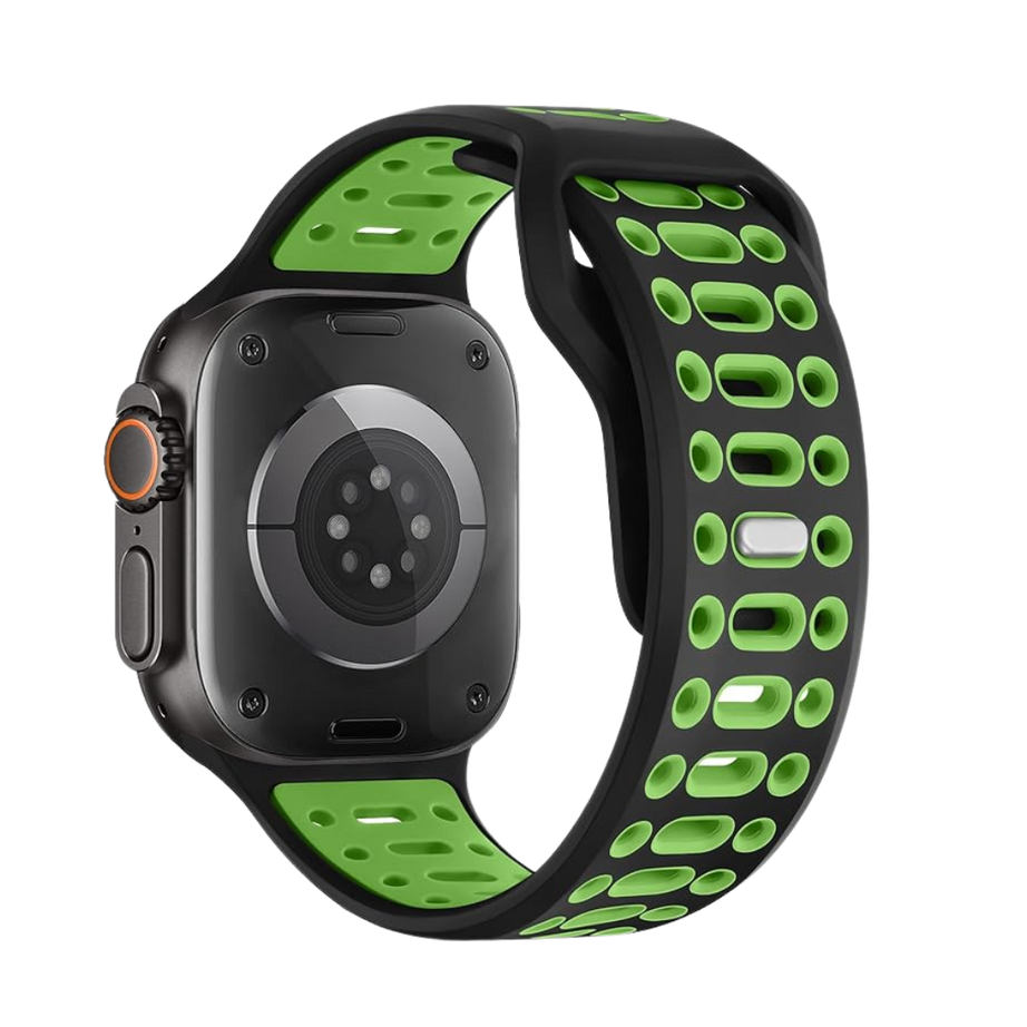 Black Green Premium RYB Silicone Sports Bands By Shopyholy Compatible For Apple Watch