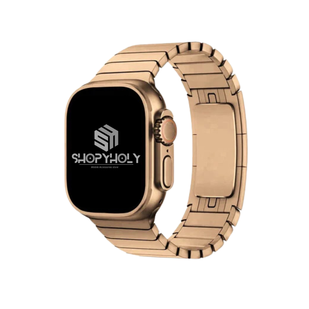 Rose Gold Premium Metal Stainless Steel Link Bracelet By Shopyholy For iWatch Ultra