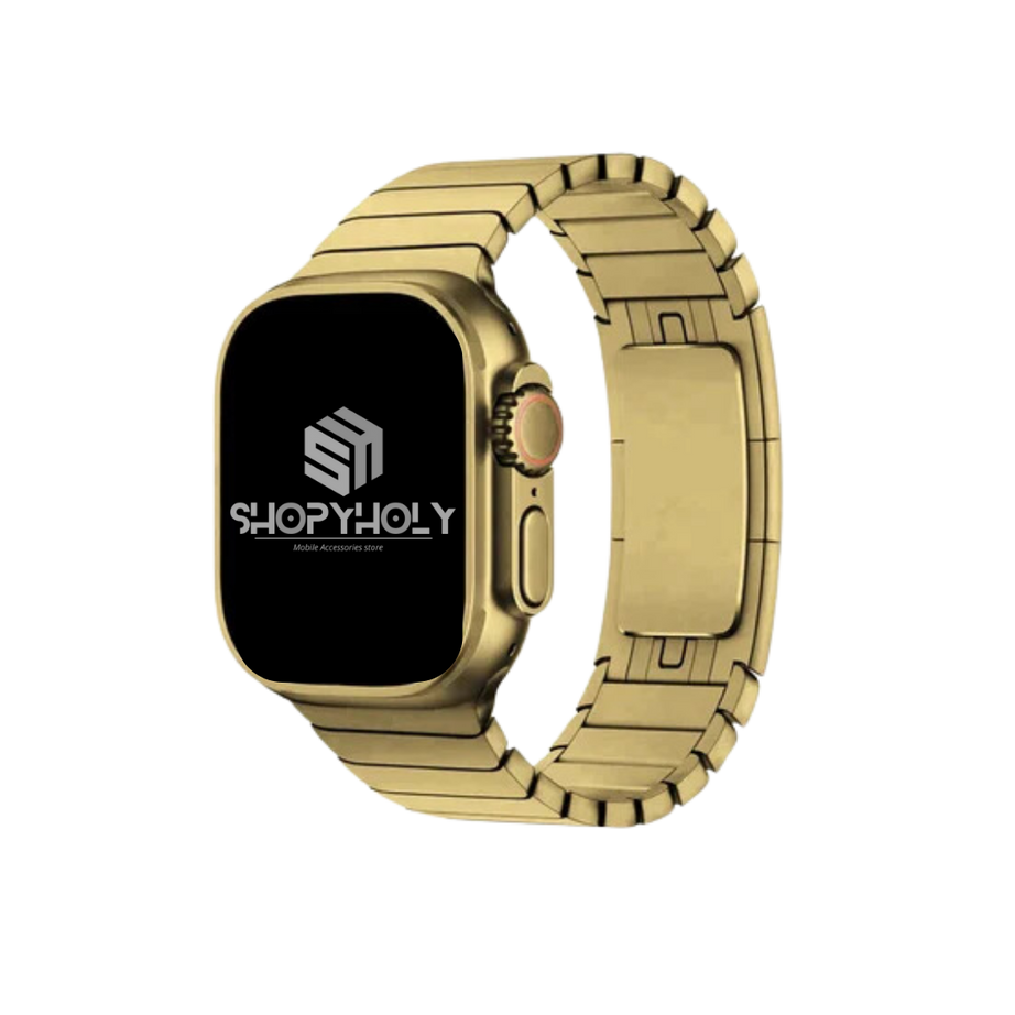 Gold Premium Metal Stainless Steel Link Bracelet By Shopyholy For iWatch Ultra