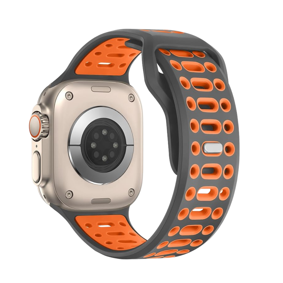 Grey Orange Premium RYB Silicone Sports Bands By Shopyholy Compatible For Apple Watch