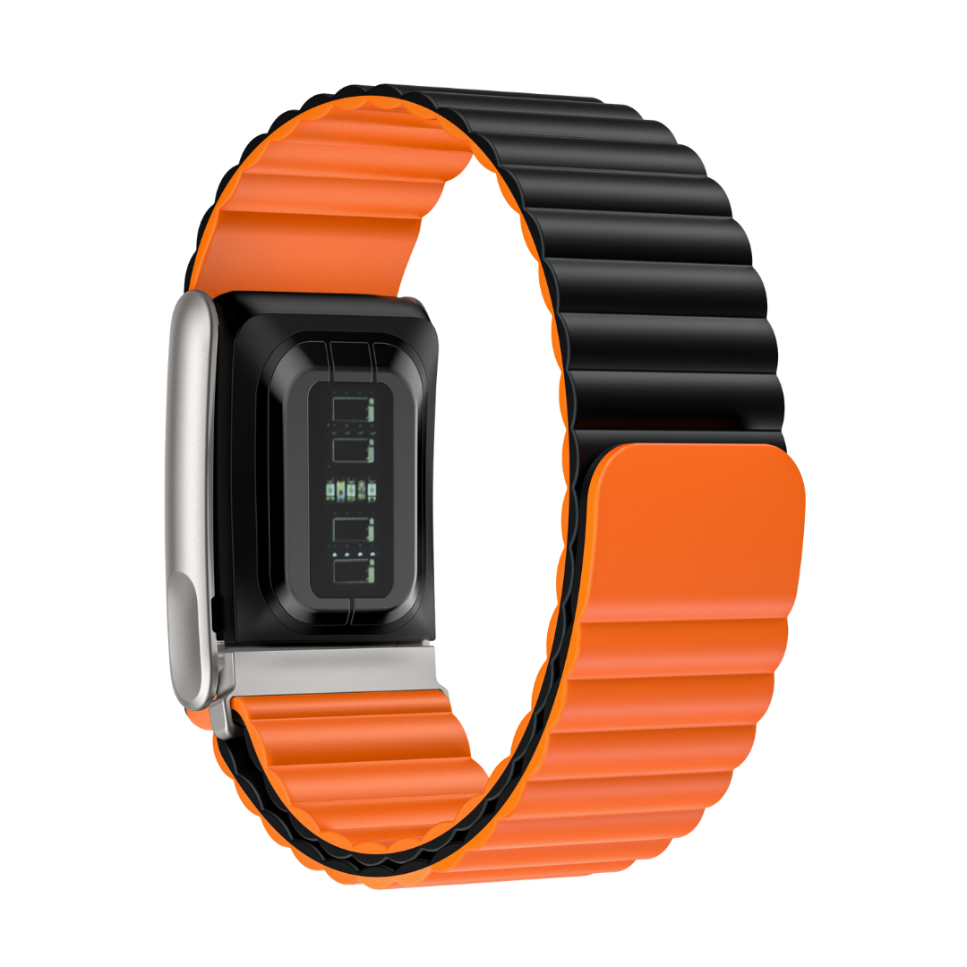 Black Orange Wave Magnetic Silicone Sport Loop for WHOOP 5.0 Mg Life