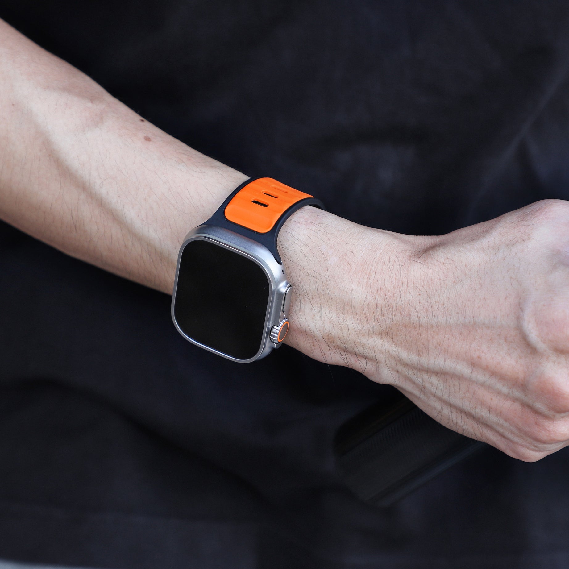 Black Orange Premium Aspro Silicone Sports Bands By Shopyholy Compatible For Apple Watch