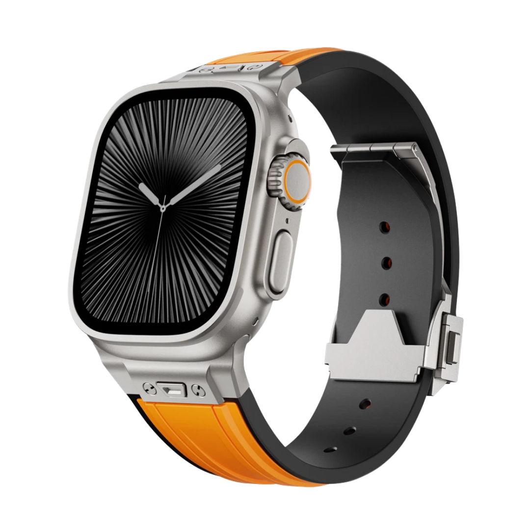 Orange Luxury Mechanical Slicone Sports Band By Shopyholy Compatible For Apple Watch