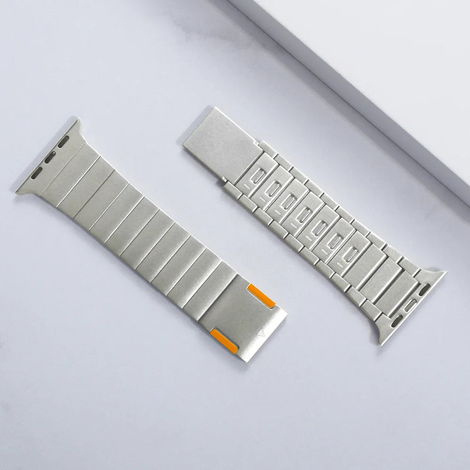 Titanium Orange Magnetic Lock Straps By Shopyholy For iWatch