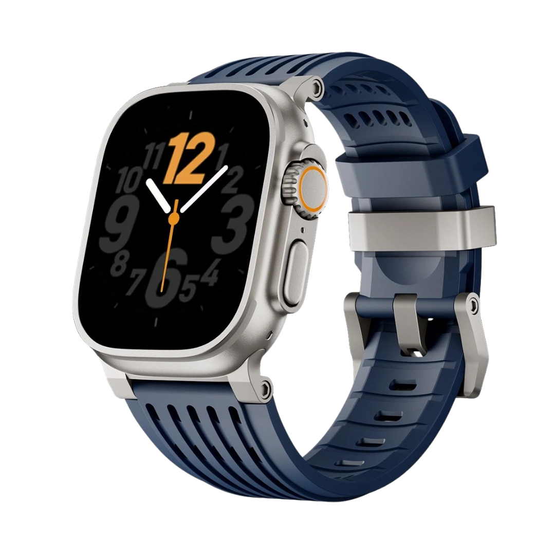 Navy Blue Luxury Ultra Wide Ventilated Sports Bands By Shopyholy Compatible For Apple Watch