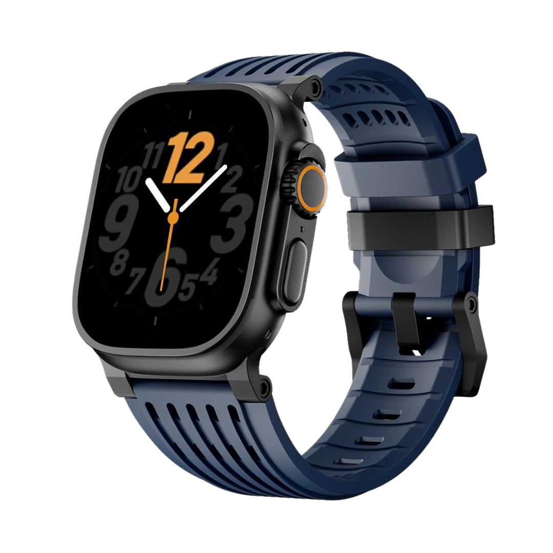 Navy Blue B Luxury Ultra Wide Ventilated Sports Bands By Shopyholy Compatible For Apple Watch