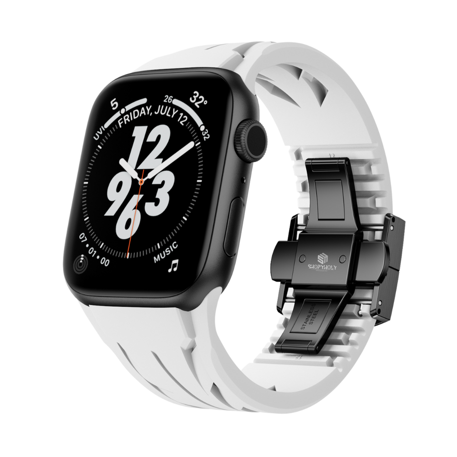 White Black Luxury Concept Silicone Straps By Shopyholy Compatible For Apple Watch