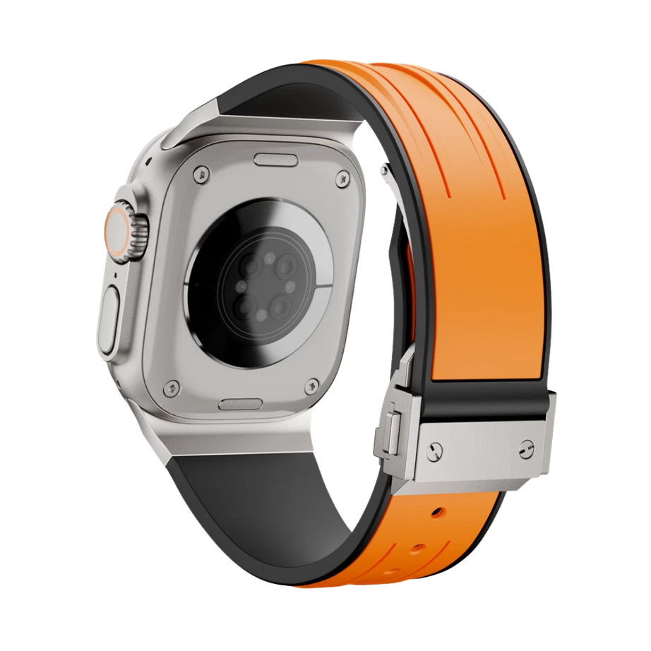 Orange Luxury Mechanical Slicone Sports Band By Shopyholy Compatible For Apple Watch