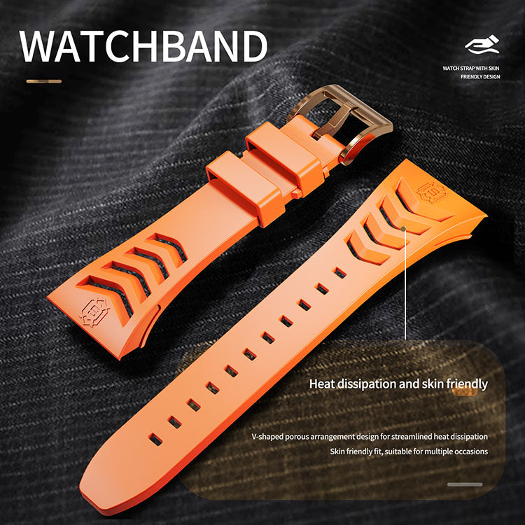 Rose Gold Orange Luxury Stainless Steel Case with Silicone Straps For iWatch