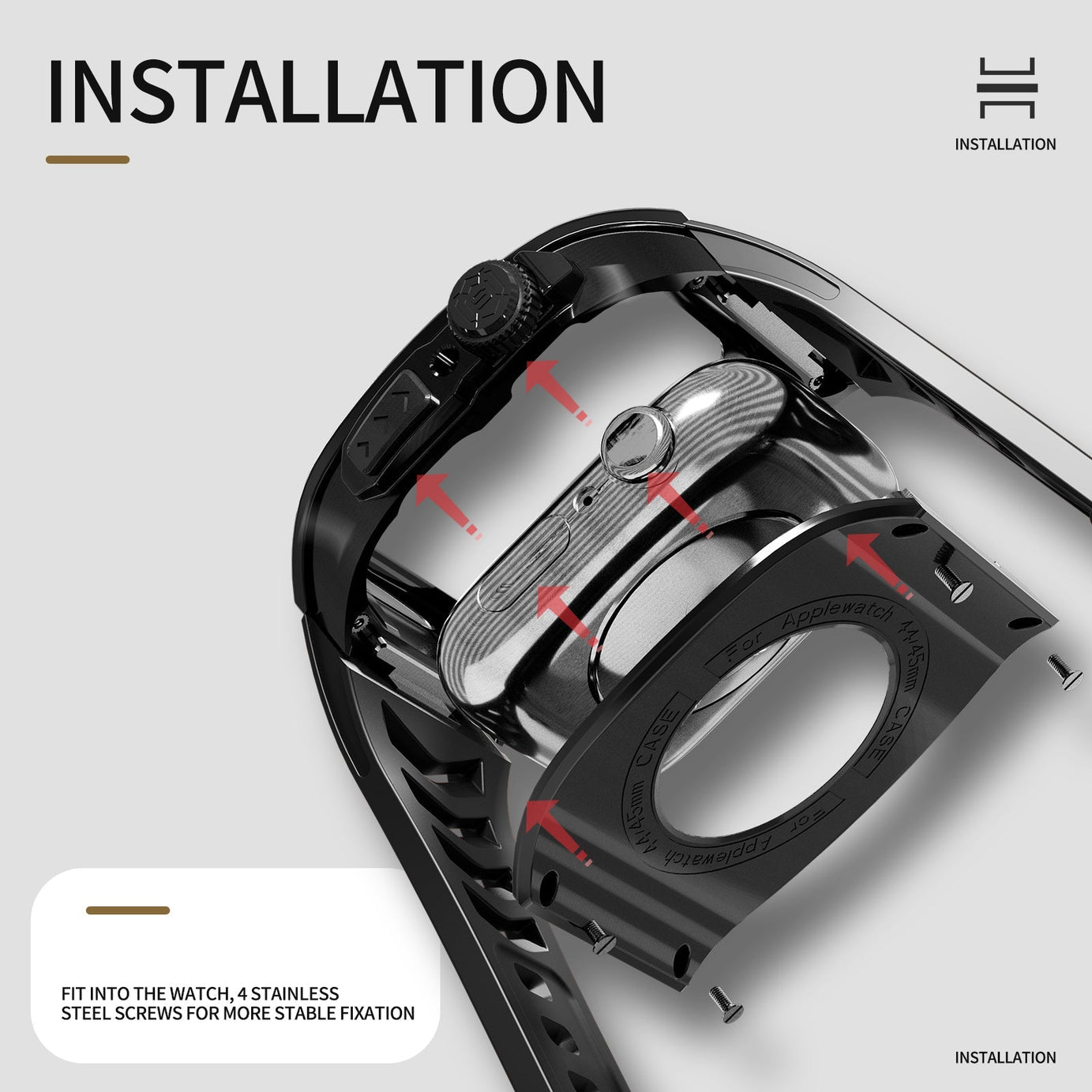 Silver Black Luxury Stainless Steel Case with Silicone Straps For iWatch