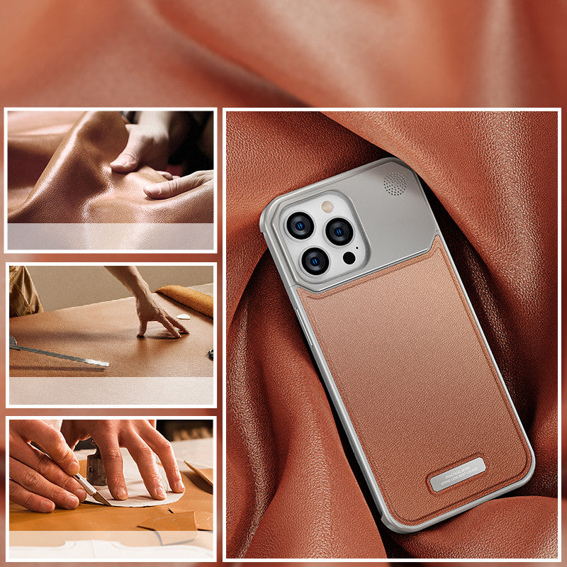 Luxury Aluminum Alloy Leather Case For iPhone