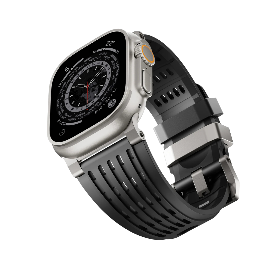 Black Luxury Ultra Wide Ventilated Sports Bands By Shopyholy Compatible For Apple Watch