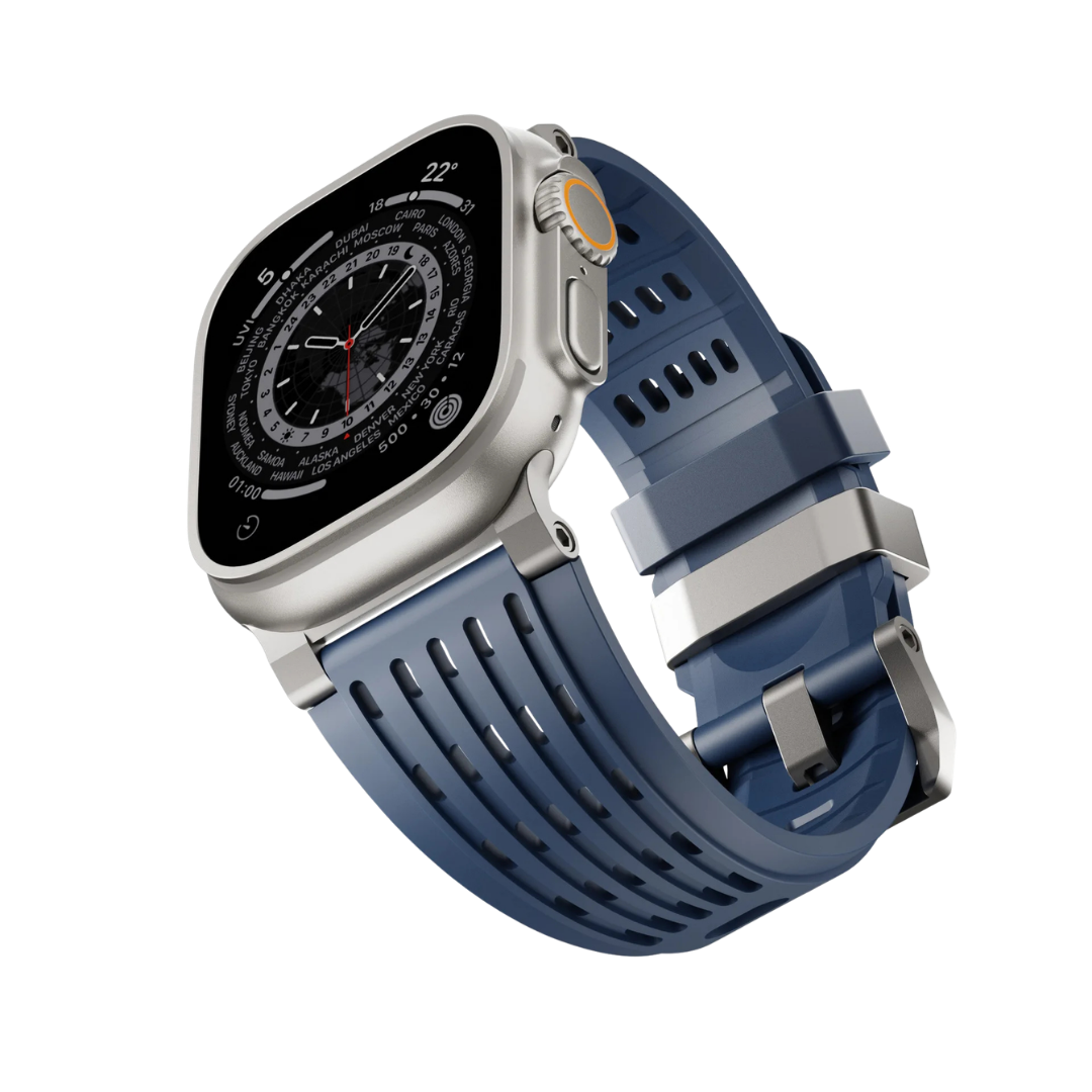 Navy Blue Luxury Ultra Wide Ventilated Sports Bands By Shopyholy Compatible For Apple Watch