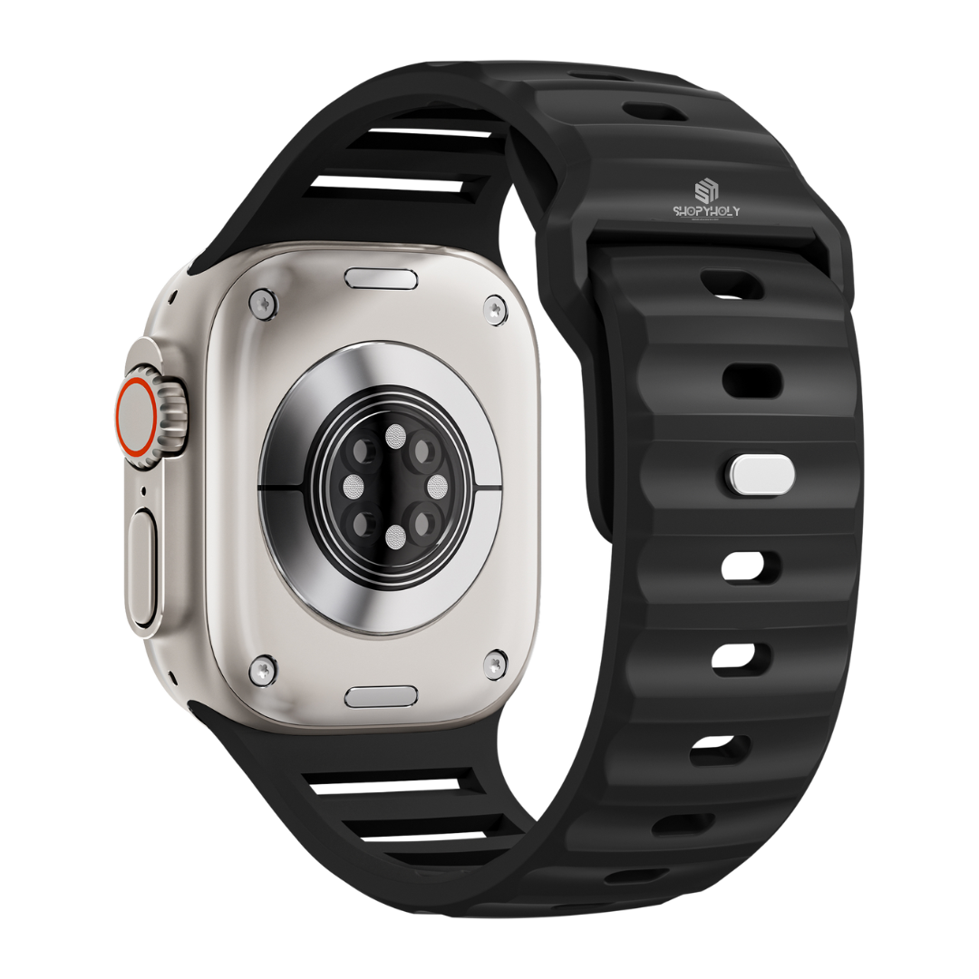 Black Premium Ultra Silicone Sports Bands By Shopyholy Compatible For Apple Watch