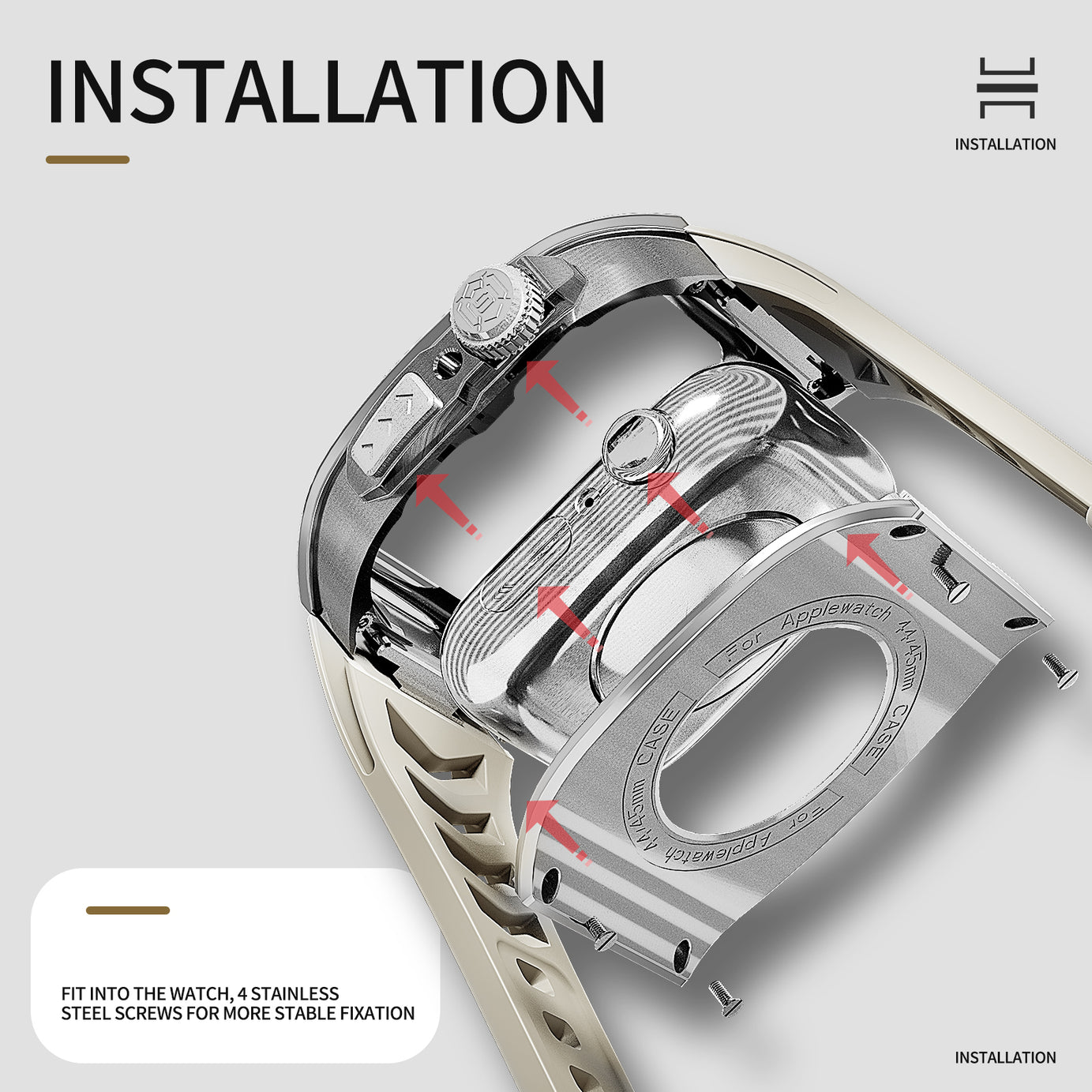 Silver Star Luxury Stainless Steel Case with Silicone Straps For iWatch