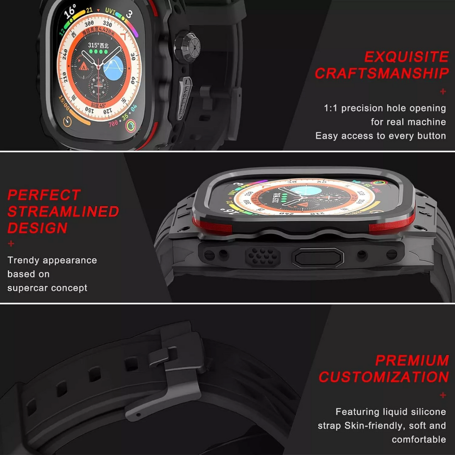 49MM Black Warrior Luxury Racing Case By Shopyholy Compatible For Apple Watch Ultra 1/2