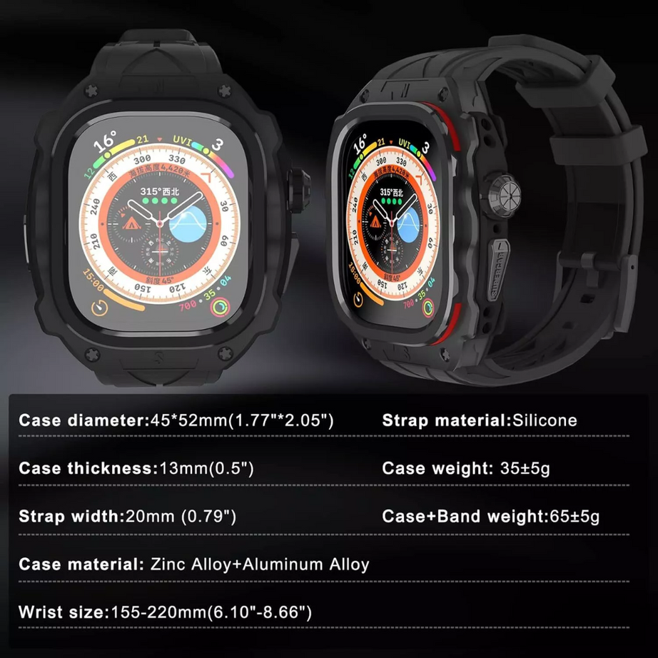 49MM Black Warrior Luxury Racing Case By Shopyholy Compatible For Apple Watch Ultra 1/2