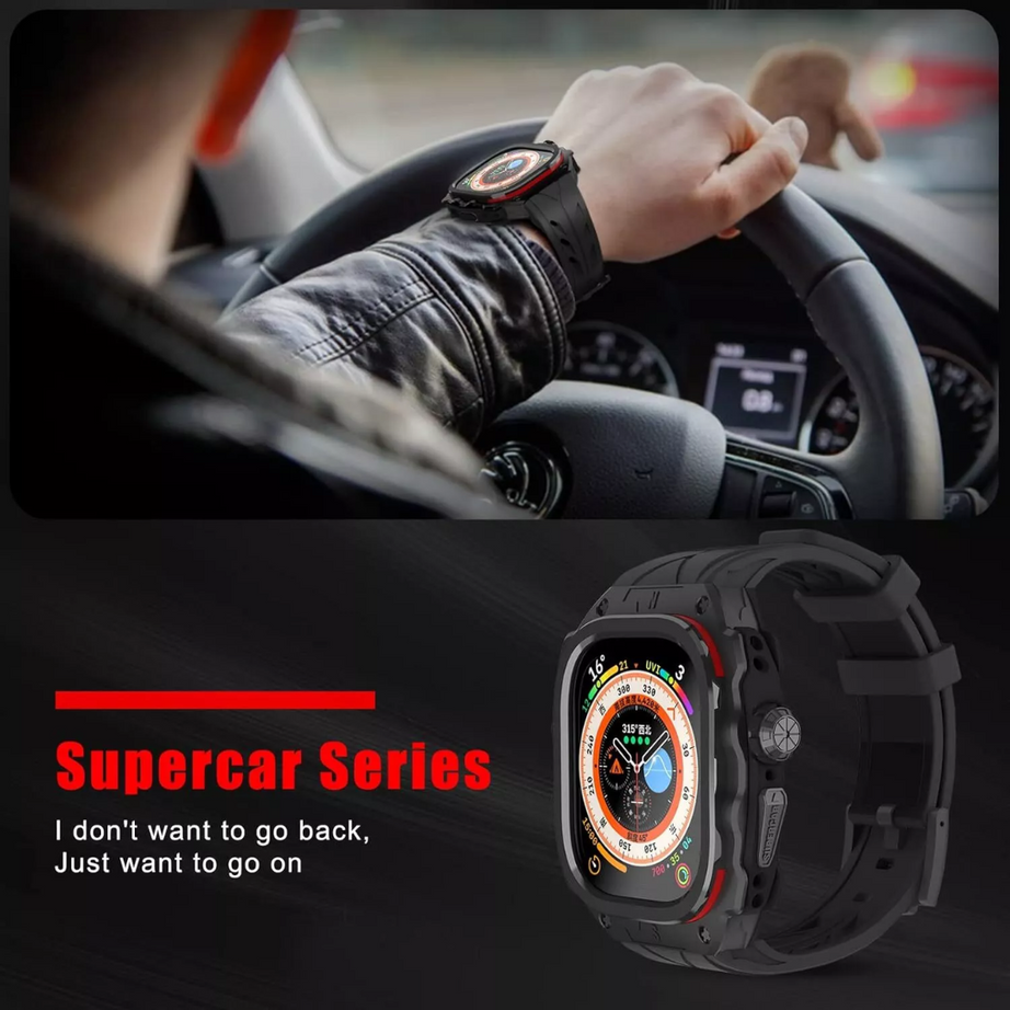 49MM Black Warrior Luxury Racing Case By Shopyholy Compatible For Apple Watch Ultra 1/2