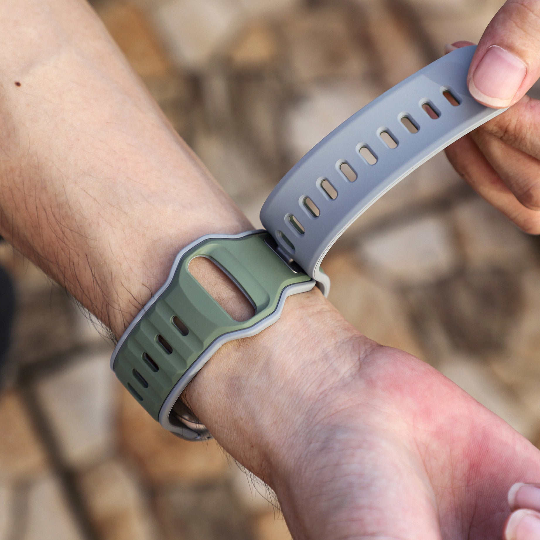 Grey Green Premium Aspro Silicone Sports Bands By Shopyholy Compatible For Apple Watch