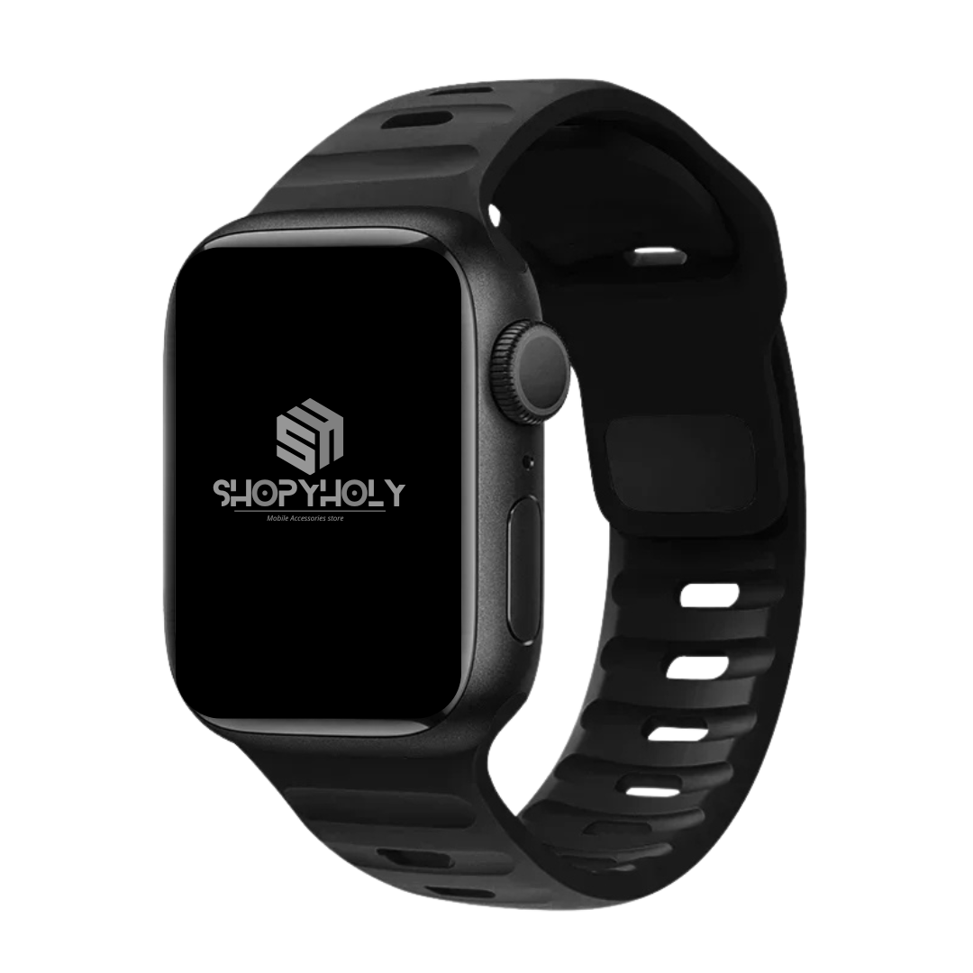 Black Premium Silicone Sports Bands By Shopyholy Compatible For iWatch