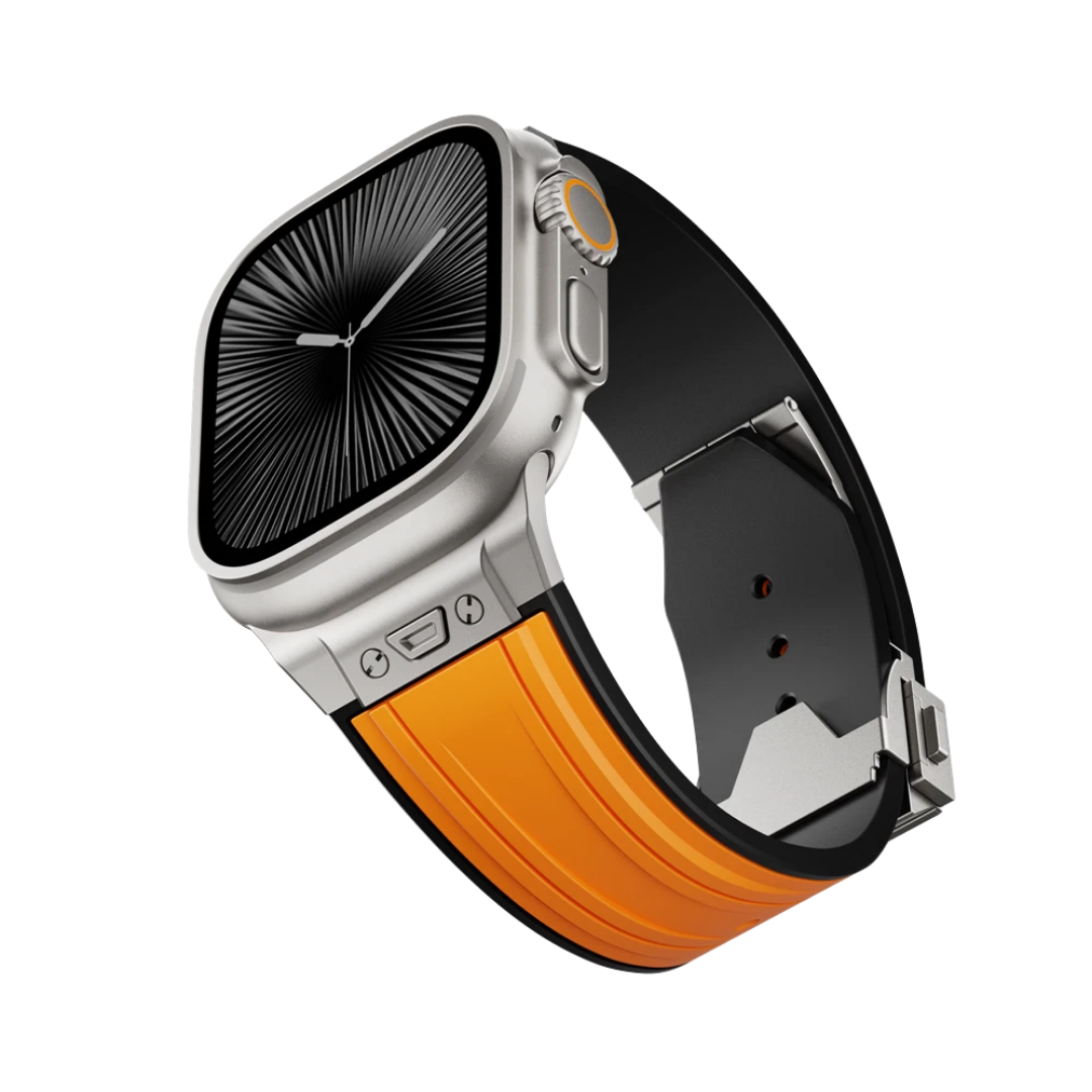 Orange Luxury Mechanical Slicone Sports Band By Shopyholy Compatible For Apple Watch