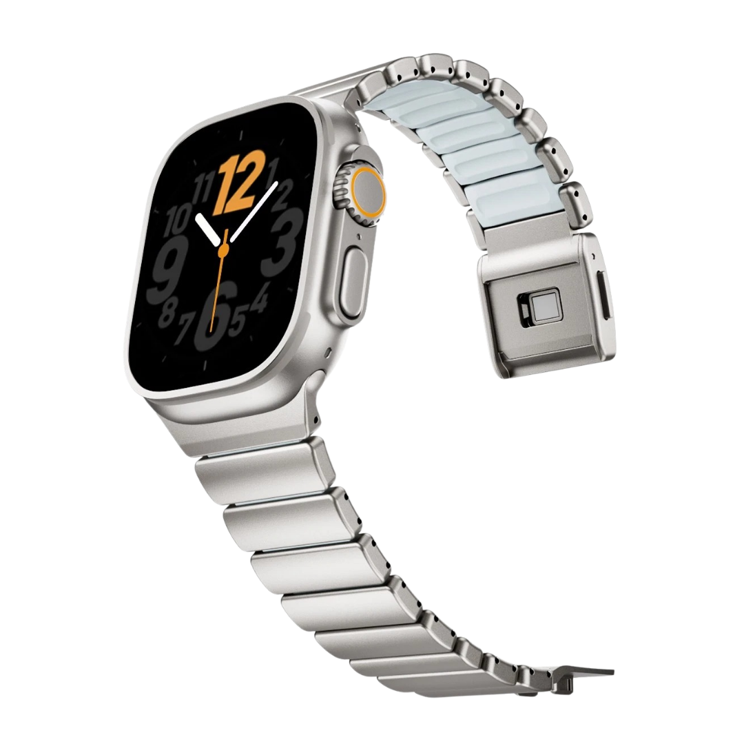 Titanium Noctilucent Luxury Titanium Dual Layer Silicone Magnetic Link Bands By Shopyholy Compatible For Apple Watch