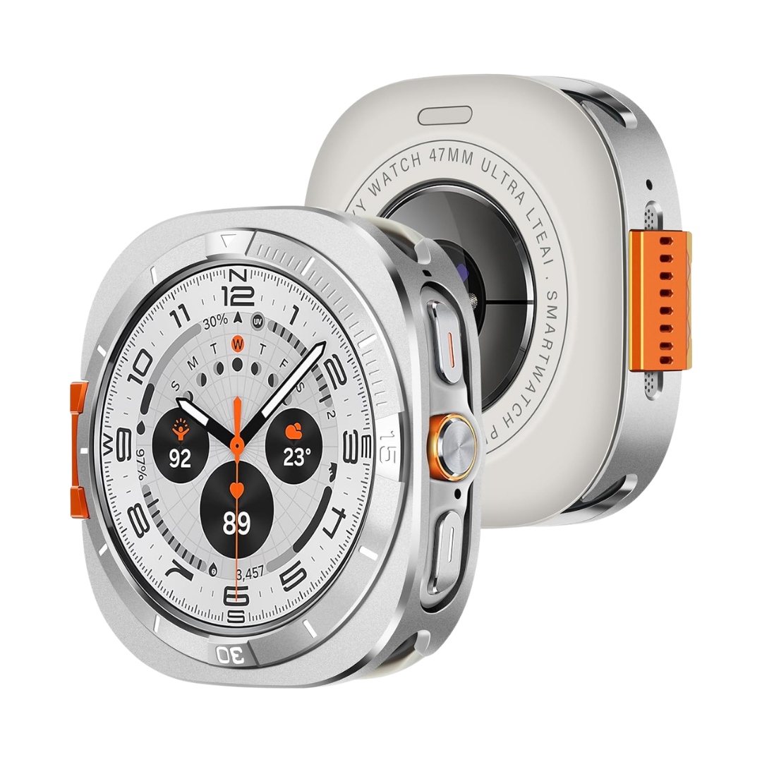 Silver Luxury Aluminum Metal Case for Samsung Galaxy Watch Ultra 47mm & Ultra 2