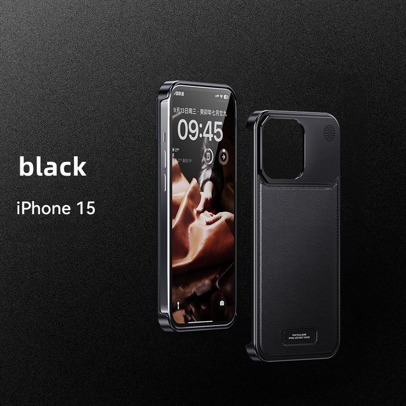 Luxury Aluminum Alloy Leather Case For iPhone