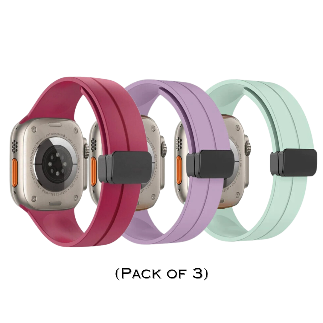 Combo Magnetic D-Buckle Silicone Strap By Shopyholy Compatible For iWatch