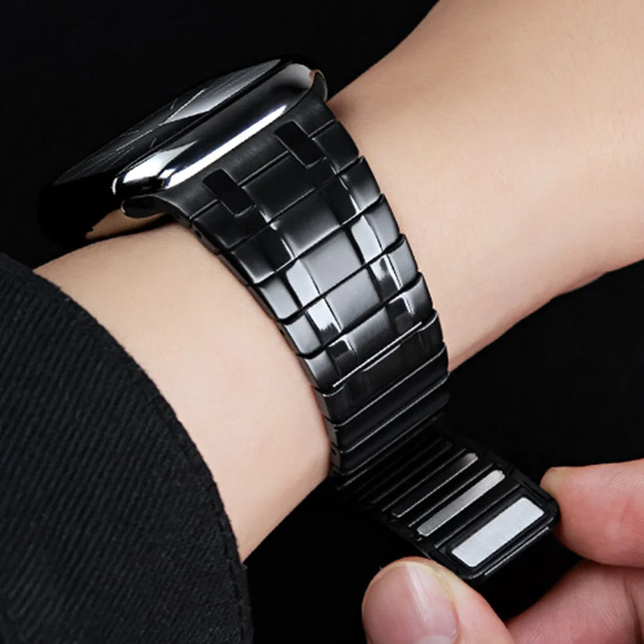 Black Luxury AP Frosted Metal Magnetic Band By Shopyholy Compatible for Apple Watch