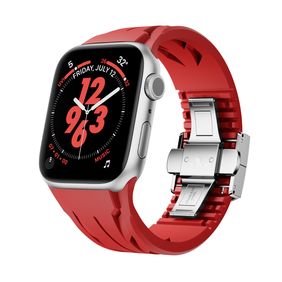 Red Luxury Concept Silicone Straps By Shopyholy Compatible For Apple Watch