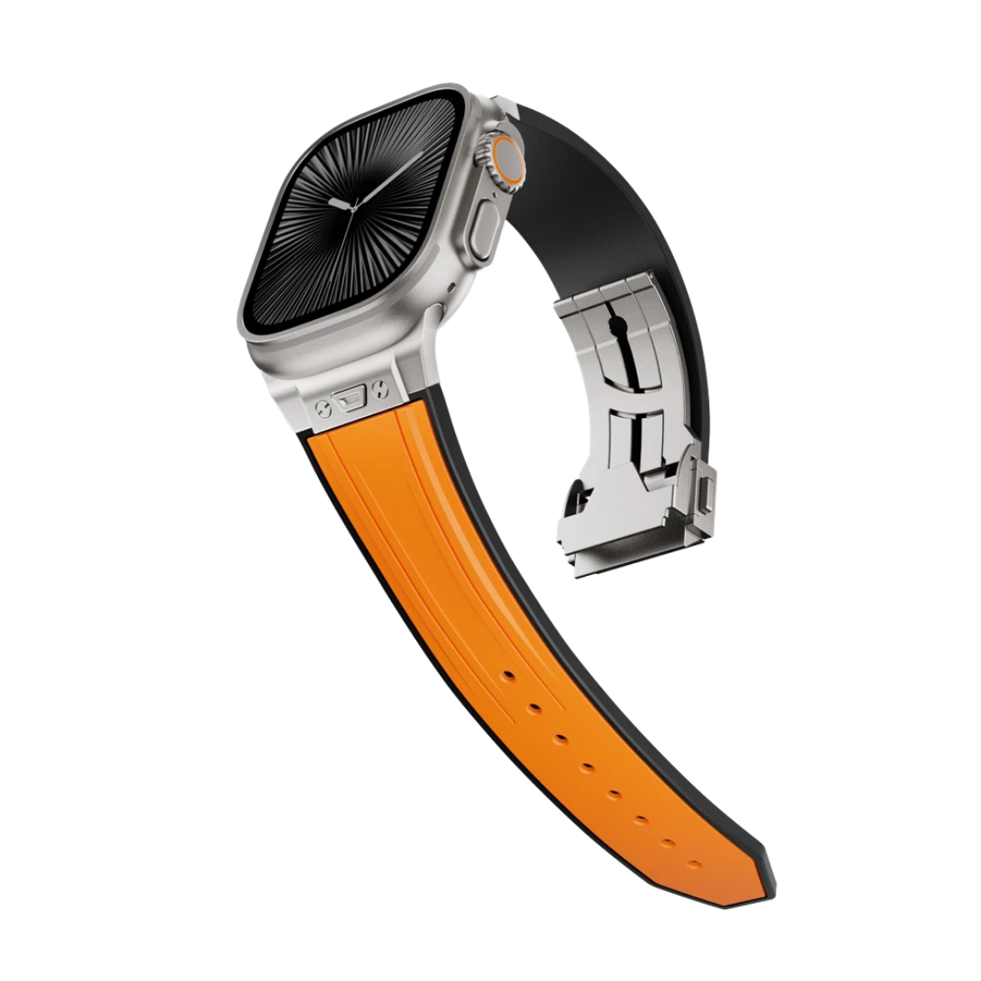 Orange Luxury Mechanical Slicone Sports Band By Shopyholy Compatible For Apple Watch