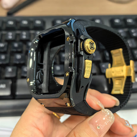 49MM Black Gold Luxury Concept Art Modification Kit For iWatch Ultra 1/2