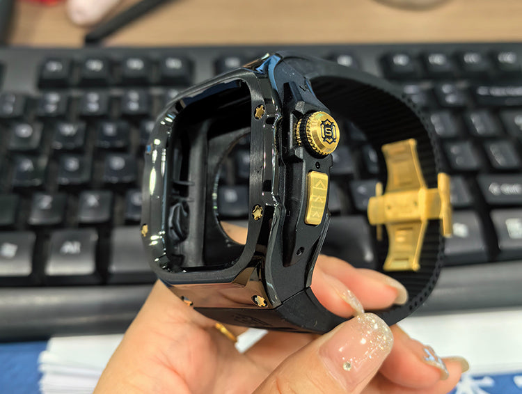 49MM Black Gold Luxury Concept Art Modification Kit For iWatch Ultra 1/2