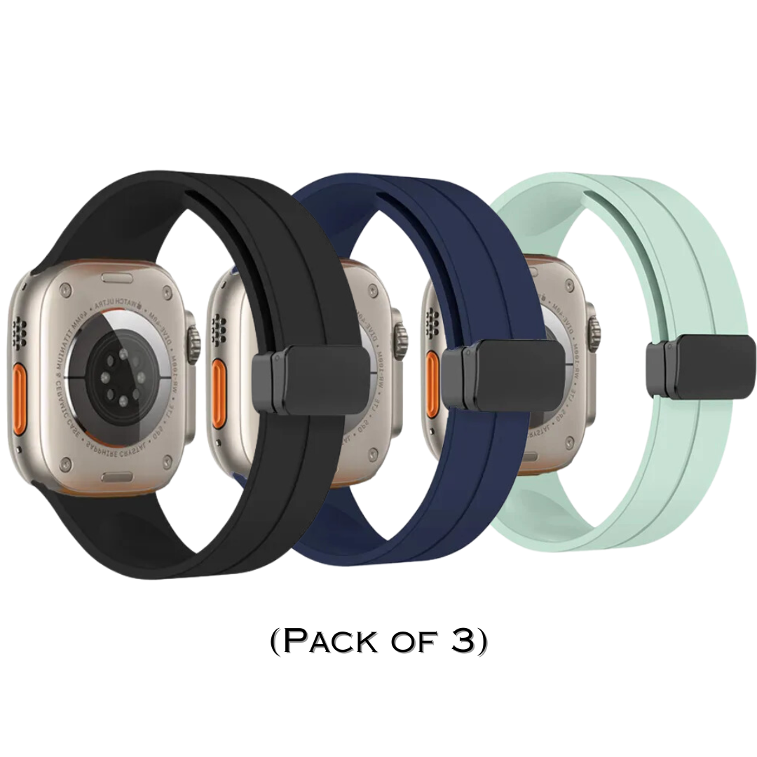Combo Magnetic D-Buckle Silicone Strap By Shopyholy Compatible For iWatch