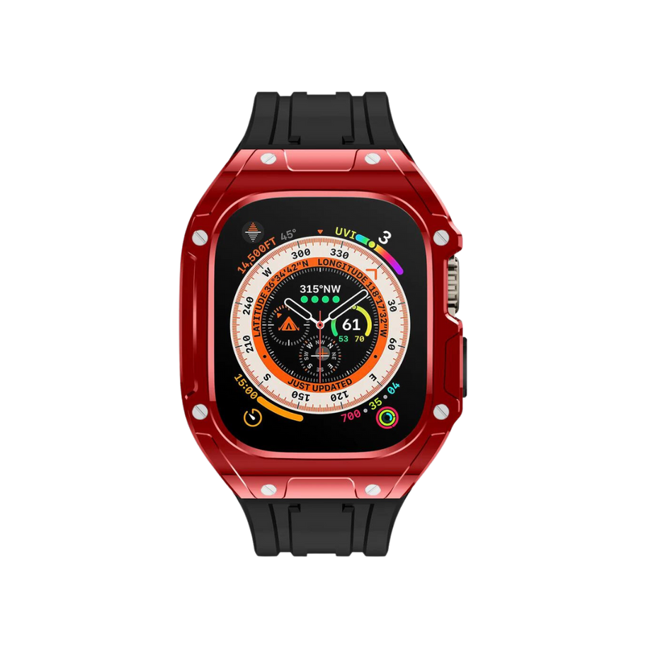 49MM Red Black Luxury Designer Rugged Case By Shopyholy Compatible For iWatch Ultra