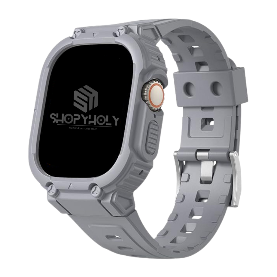 49MM Grey Sporty TPU Case Band By Shopyholy Compatible For Apple Watch Ultra